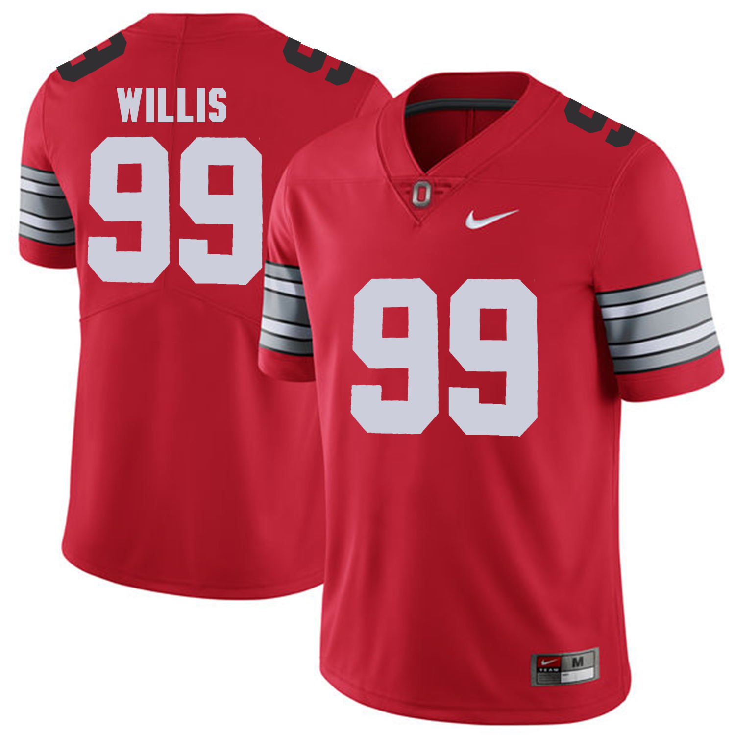 Men Ohio State #99 Willis Red Customized NCAA Jerseys->customized ncaa jersey->Custom Jersey